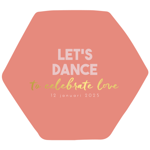 Uitnodiging jubileum ‘celebrate love’ hexagonvorm