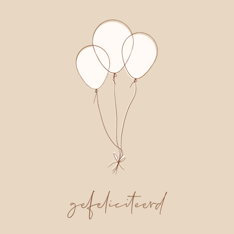 Wenskaart verjaardag ballonnen one line art