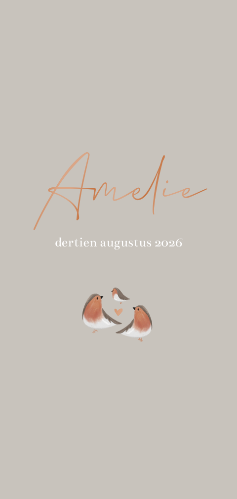 Lief geboortekaartje voor een meisje met vogeltjes