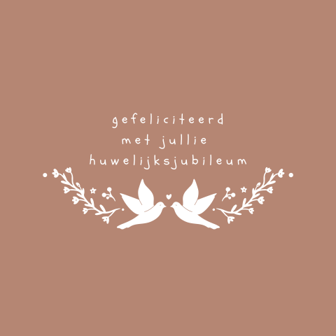 Wenskaart jubileum folklore slinger duifjes