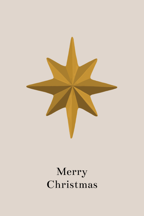 Kerstkaart met gouden ster