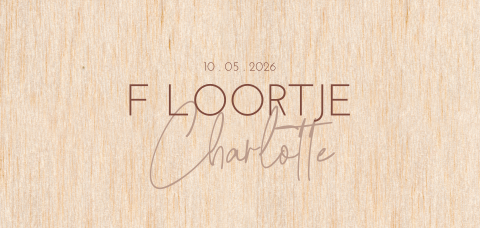Minimalistisch houten geboortekaartje voor een meisje