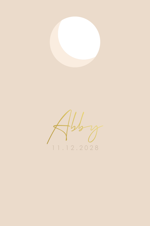Minimalistisch geboortekaartje met maan voor een meisje