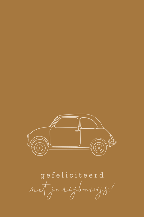 Wenskaart rijbewijs gehaald one line art