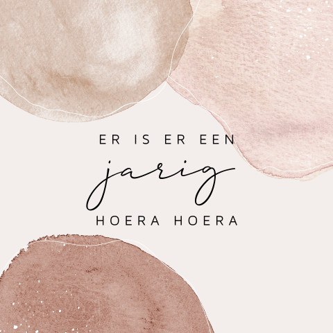 Watercolour verjaardagskaart 'Er is er een jarig hoera hoera'