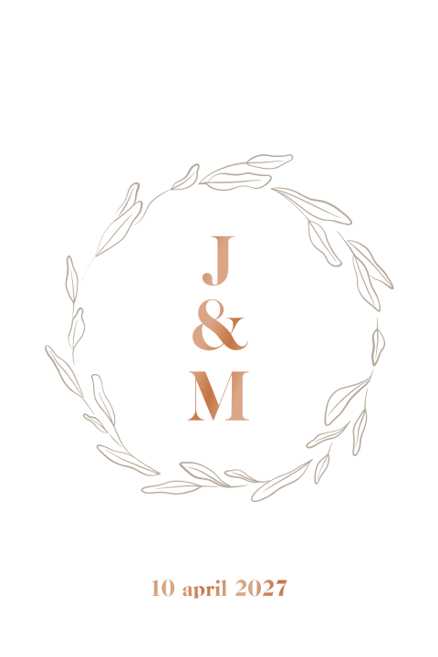 Minimalistische klassieke trouwkaart & krans van takjes - Botanical Chic