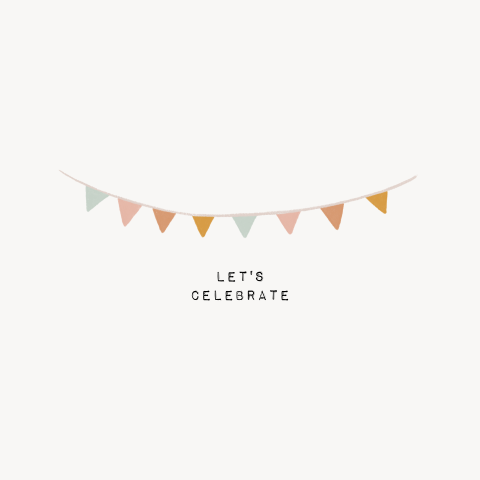 Uitnodiging verjaardag slinger ‘Let’s celebrate’