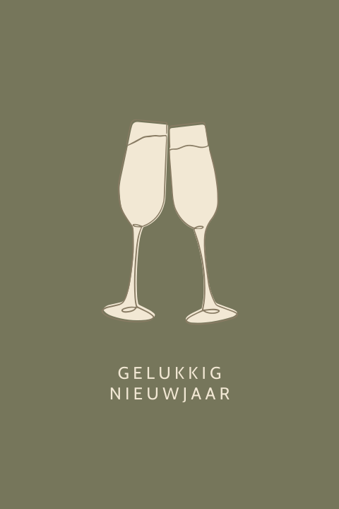 Nieuwjaarskaart champagne 'gelukkig nieuwjaar'