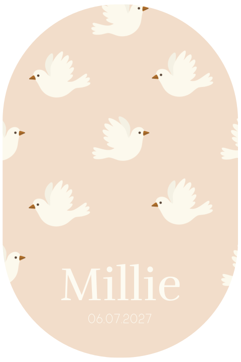 Ovaal kaartje met vogels voor een meisje