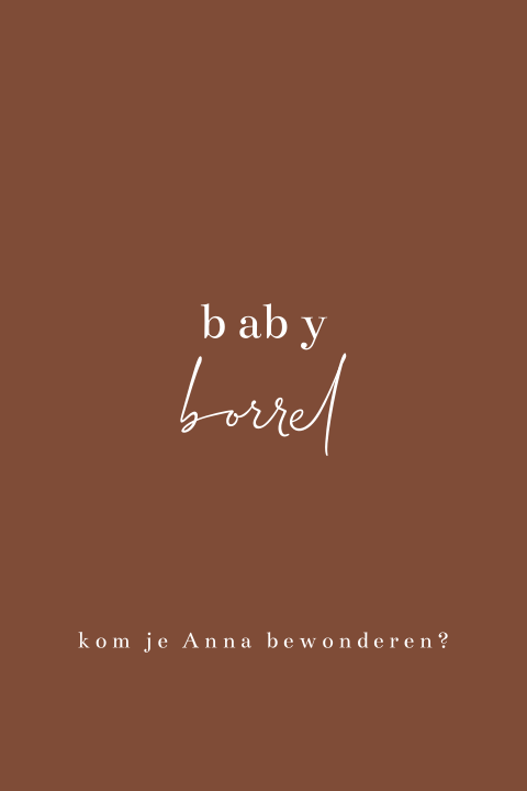 Roestbruine unisex uitnodiging babyborrel
