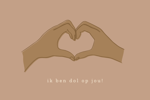 Wenskaart liefde valentijn handen hart one line art