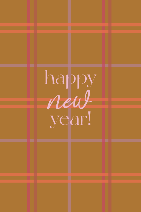 Kerstkaart 2024 ruitje happy new year