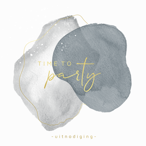 Blauwe watercolor uitnodiging voor een verjaardag