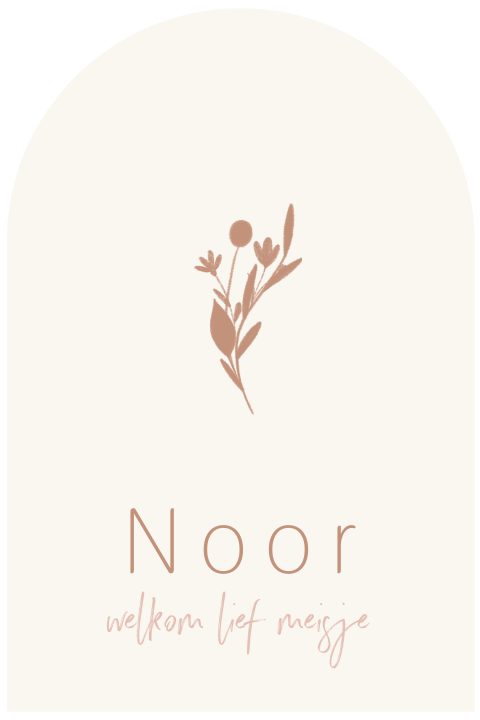 Lief geboortekaartje met afgeronde vorm voor een meisje