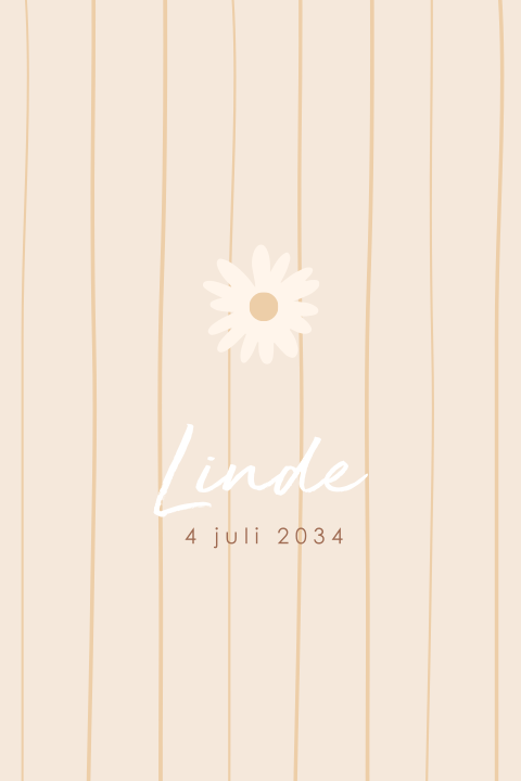 Geboortekaartje met bloem en streepjes voor een meisje