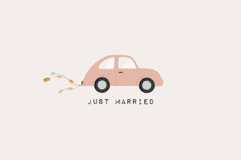 Wenskaart 'just married'