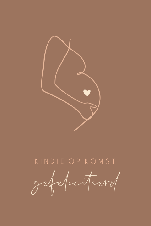 Wenskaart zwangerschap one line art