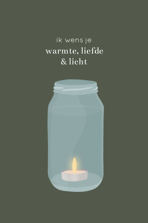 Kerstkaart 'Ik wens je warmte, liefde en licht'
