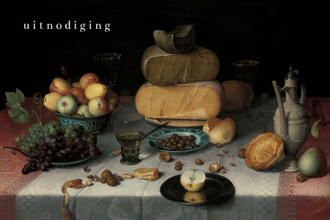 Uitnodiging jubileum of ander feest met stilleven kunstwerk