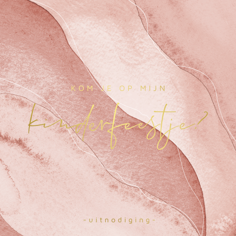 Watercolour roze uitnodiging kinderfeestje