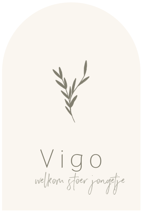 Minimalistisch geboortekaartje met afgeronde vorm voor een jongen