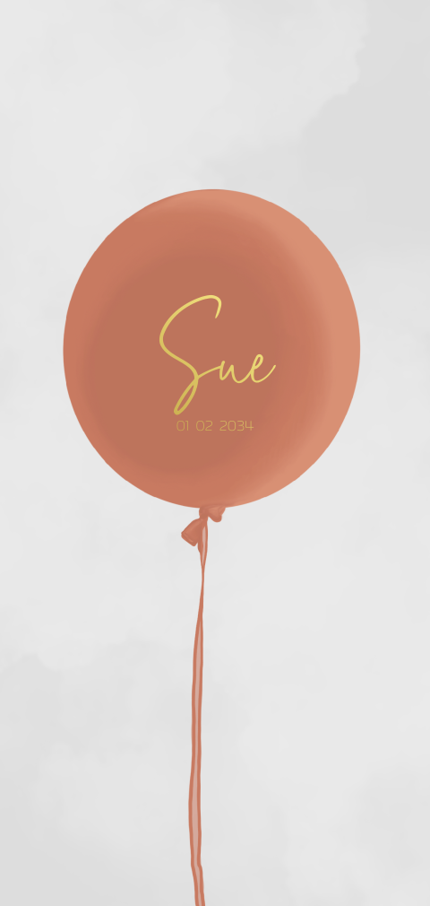 Uniek geboortekaartje met een ballon en goudfolie details