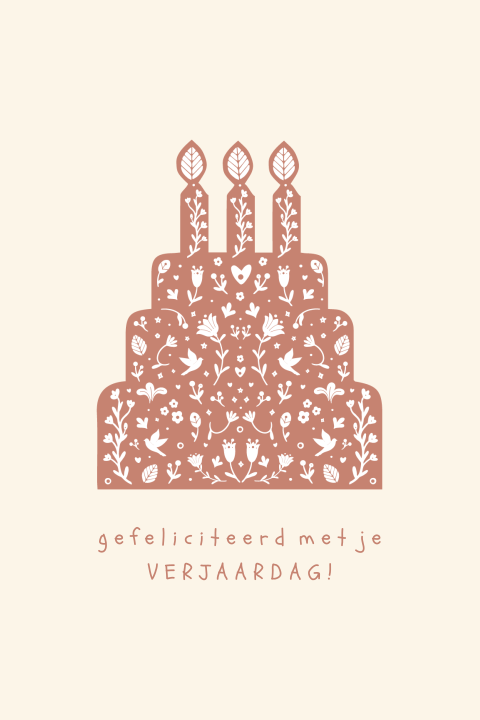Wenskaart verjaardag taart folklore