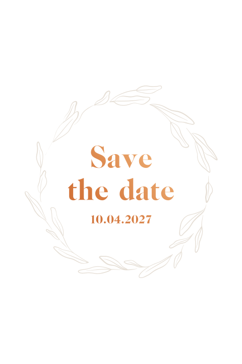 Save the date voor een bruiloft met rustige kleuren - Botanical Chic