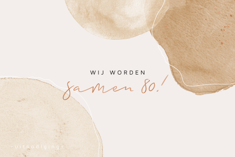 Watercolor uitnodiging verjaardag samen 80