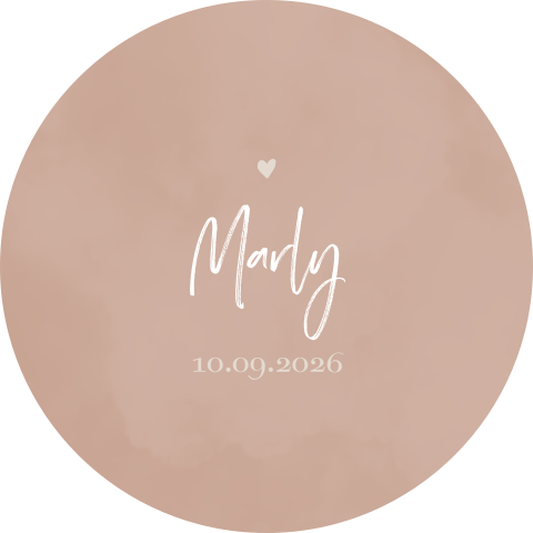 Roze ronde raamsticker voor bij geboortekaartje met wolken watercolour