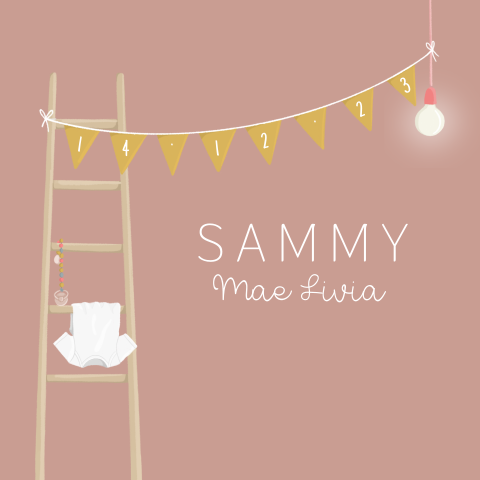 Geboortekaartje voor een meisje met kinderkamertje