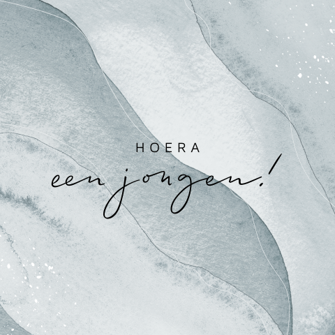Watercolour wenskaart 'Hoera een jongen'