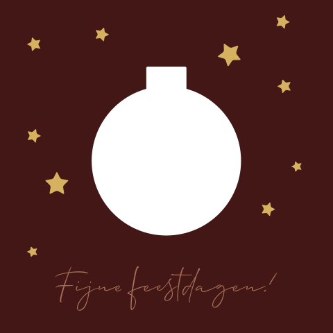 Kerstkaart kerstbal met aanpasbare foto en sterretjes