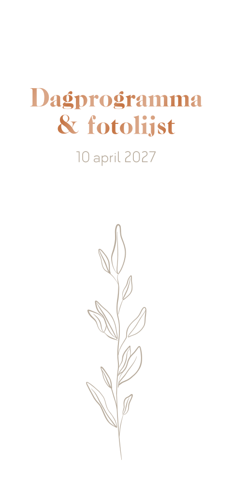 Dagprogramma met fotografie-lijst voor bruiloft - Botanical Chic
