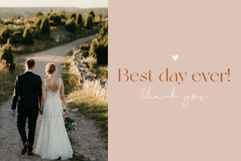 Bedankkaart Best day ever met foto - Rustic Romance