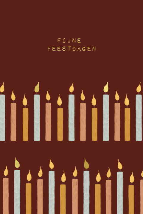 Kerstkaart 'fijne feestdagen' kaarsjes