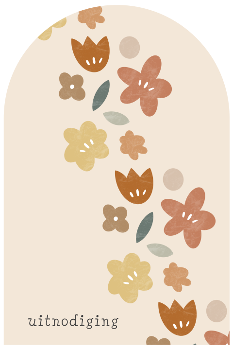 Uitnodiging jarig boog bloemen