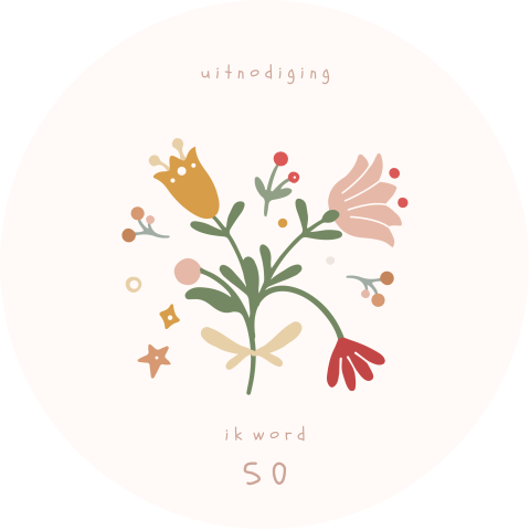Uitnodiging 50 jaar verjaardag folklore bloemen