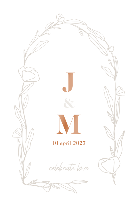 Minimalistische trouwkaart met botanische details - Botanical Chic