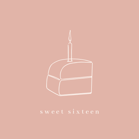 Uitnodiging sweet sixteen one line art