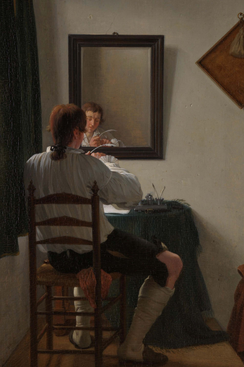 Wenskaart 'zomaar' schilderij schrijvende man