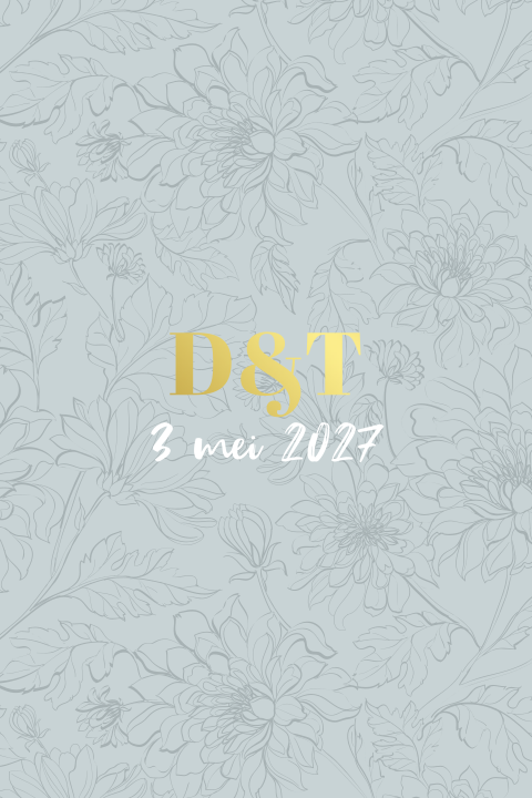Blauwe trouwkaart met klassiek bloemenpatroon - Botanical Blue