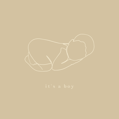 Wenskaart baby one line art