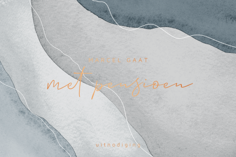 Blauwe watercolor uitnodiging pensioenfeest