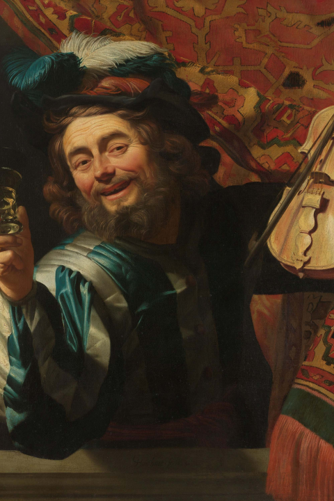 Leuke wenskaart met schilderij van vrolijke man