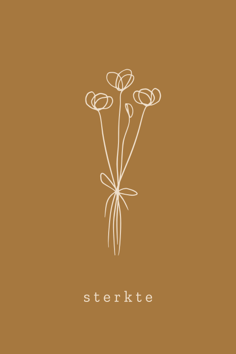 Wenskaart sterkte bloemetjes one line art