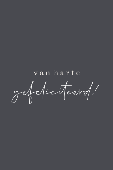 wenskaart felicitatie verjaardag donkerblauw typografisch