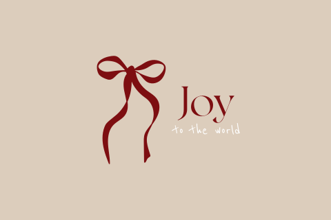 Christelijke wenskaart met strik en tekst Joy to the world