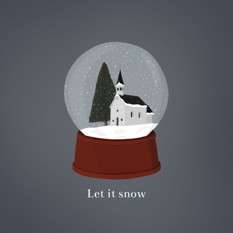 Kerstkaart met schudbol