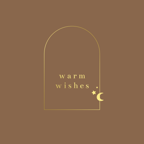 Kerstkaart 'warm wishes' met sterretjes, boog en maantje